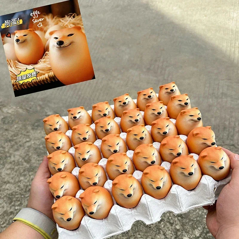 Cute Shiba Inu Egg Figurine Realistic Dog Statue Desktop