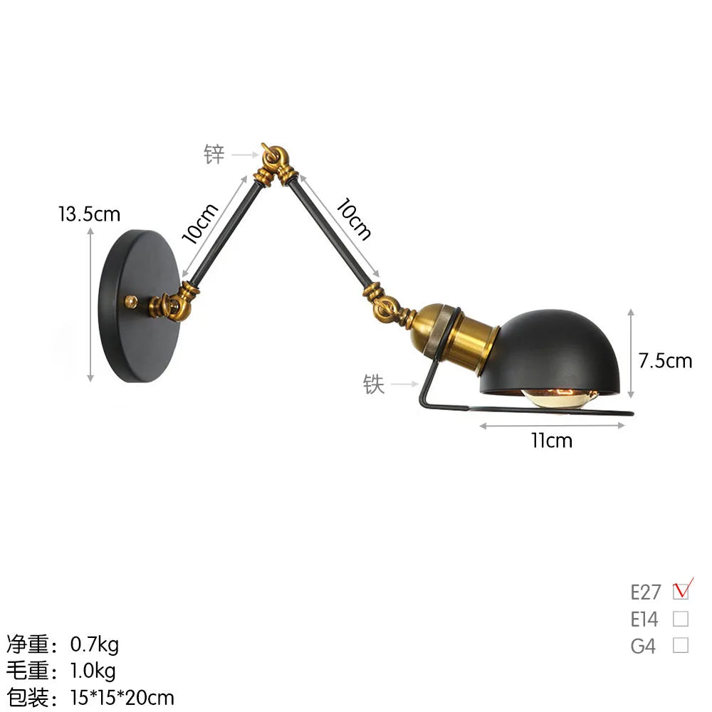 Modern Simple Adjustable Interior Led Wall Lamp White Black for Bedside
