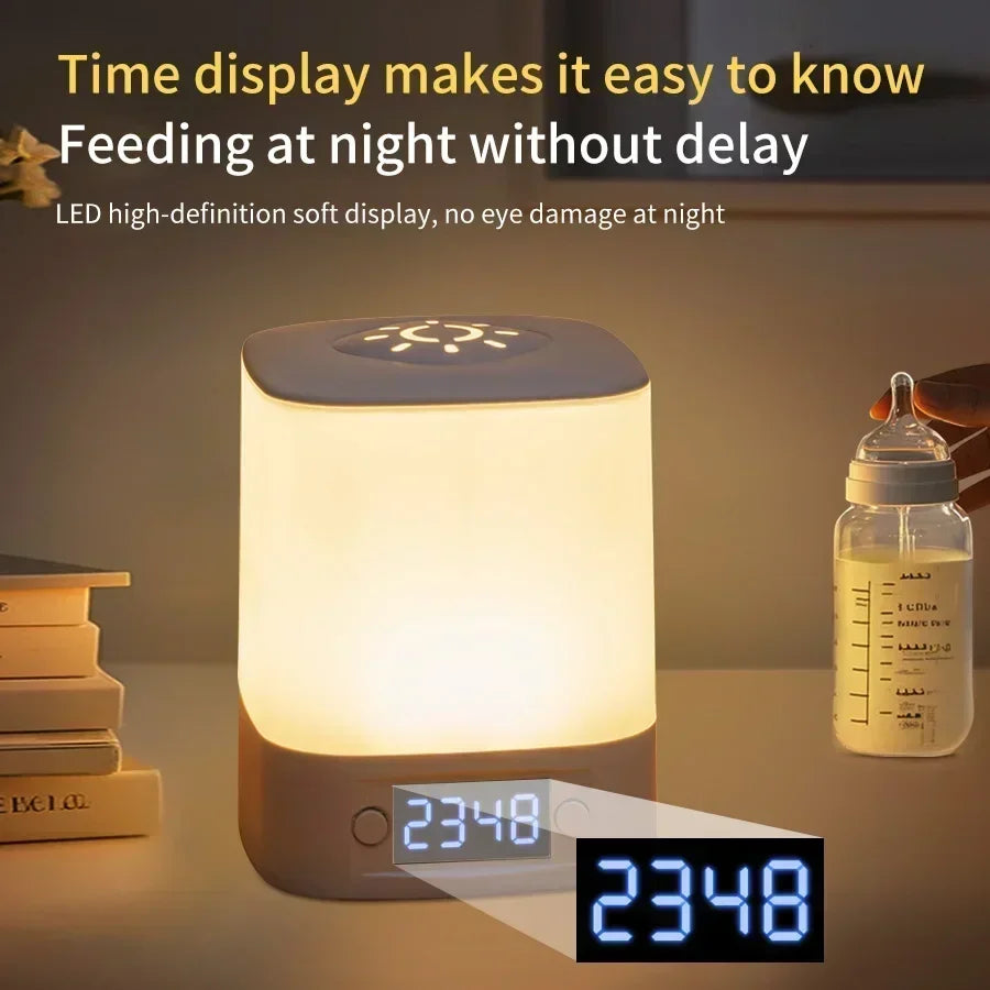 Bedside Night Light Rechargeable Reading Desk Lamp with Clock Time