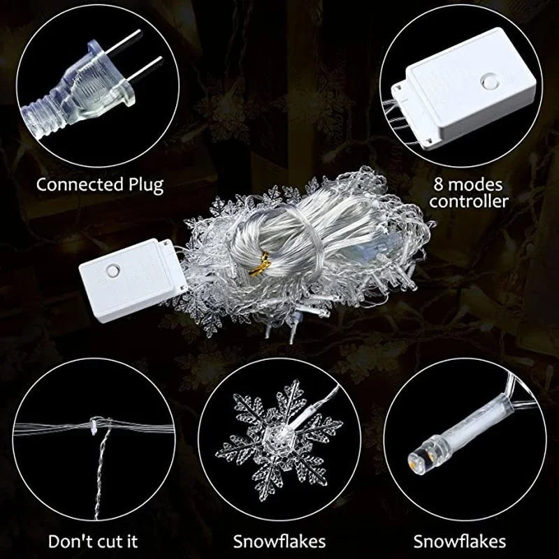 Snowflake LED Curtain Lights 3.2M