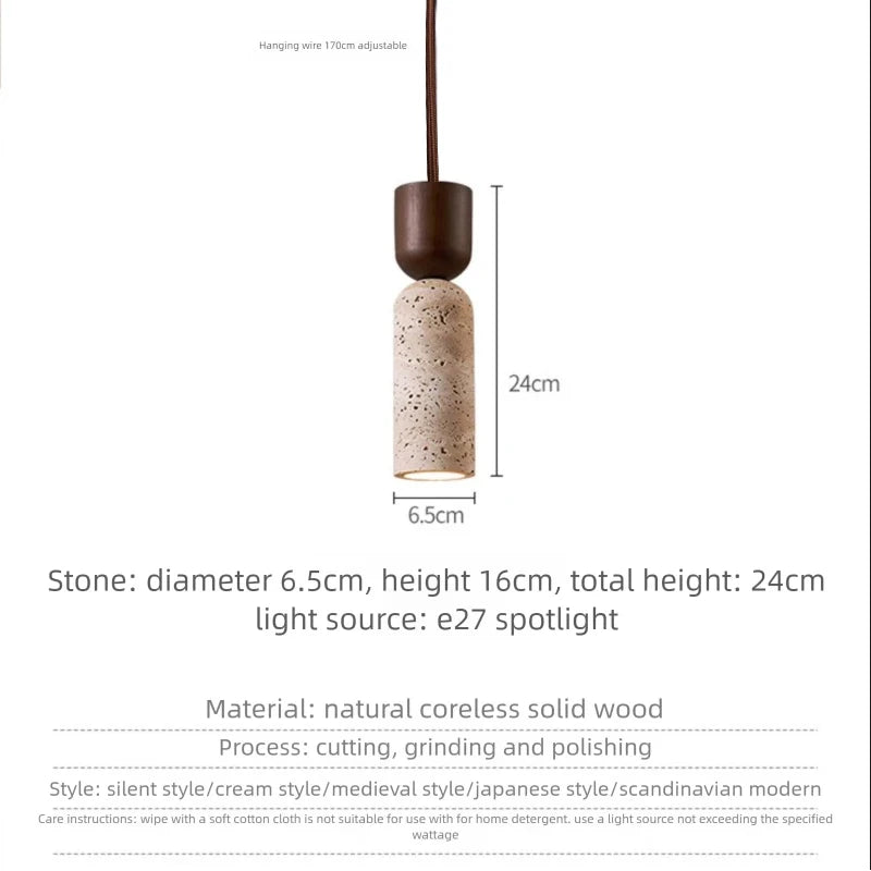 Cream Stone Tube Pendant Light
