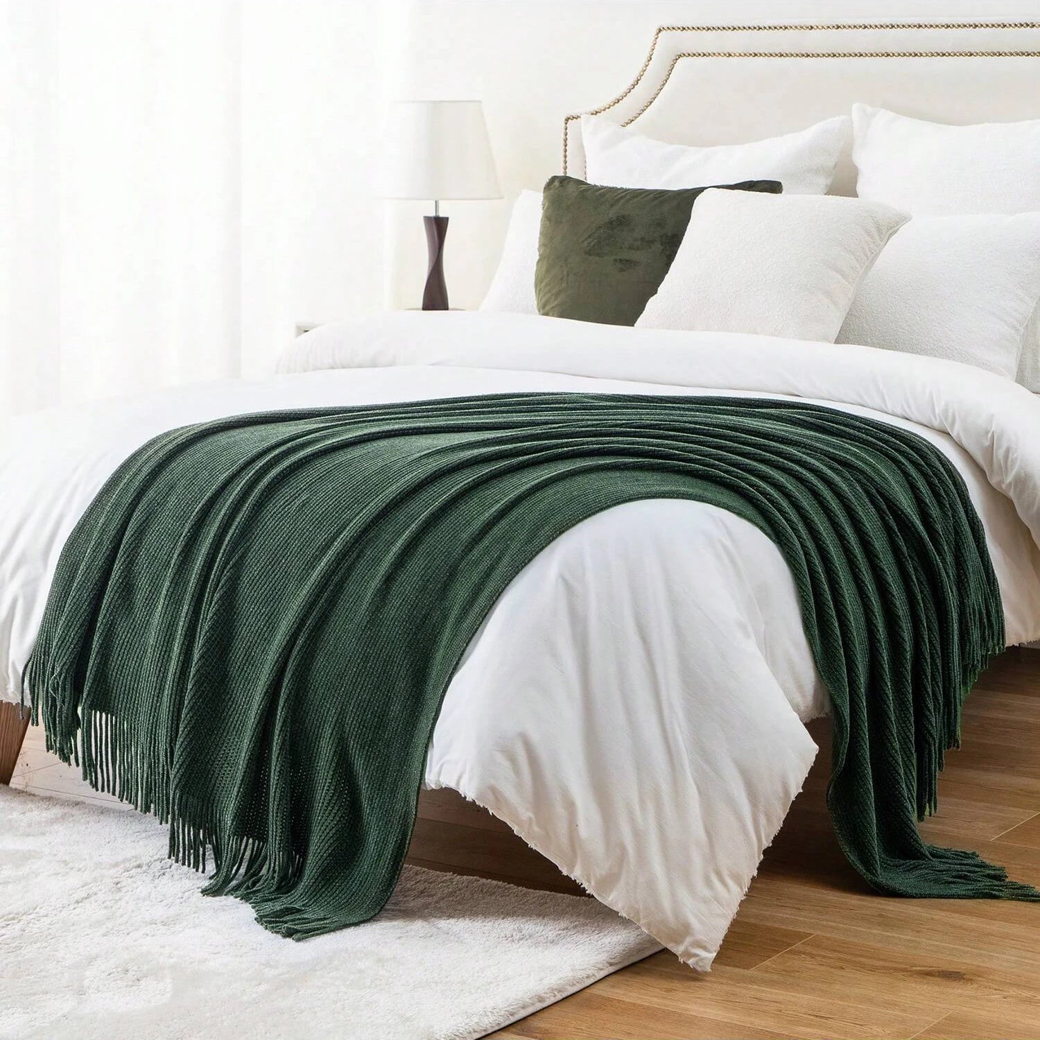 Chenille Knit Plaid Throw Blanket