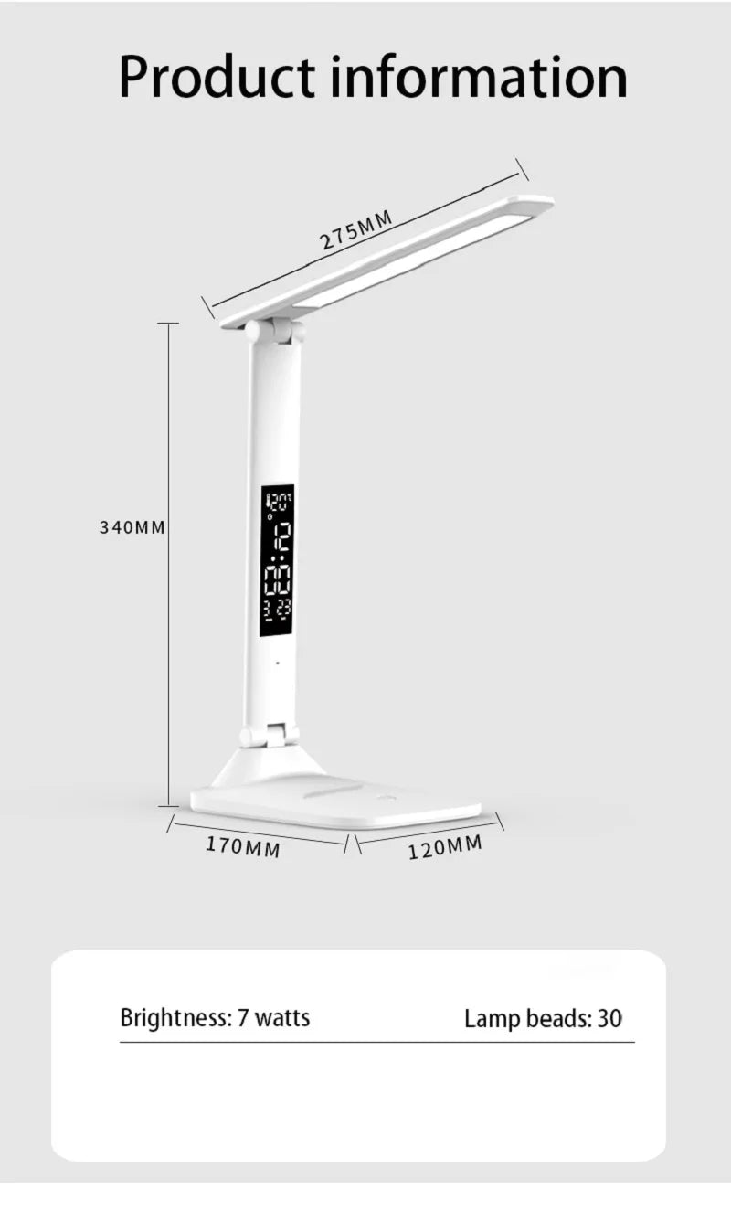 Folding Desk Lamp with Clock