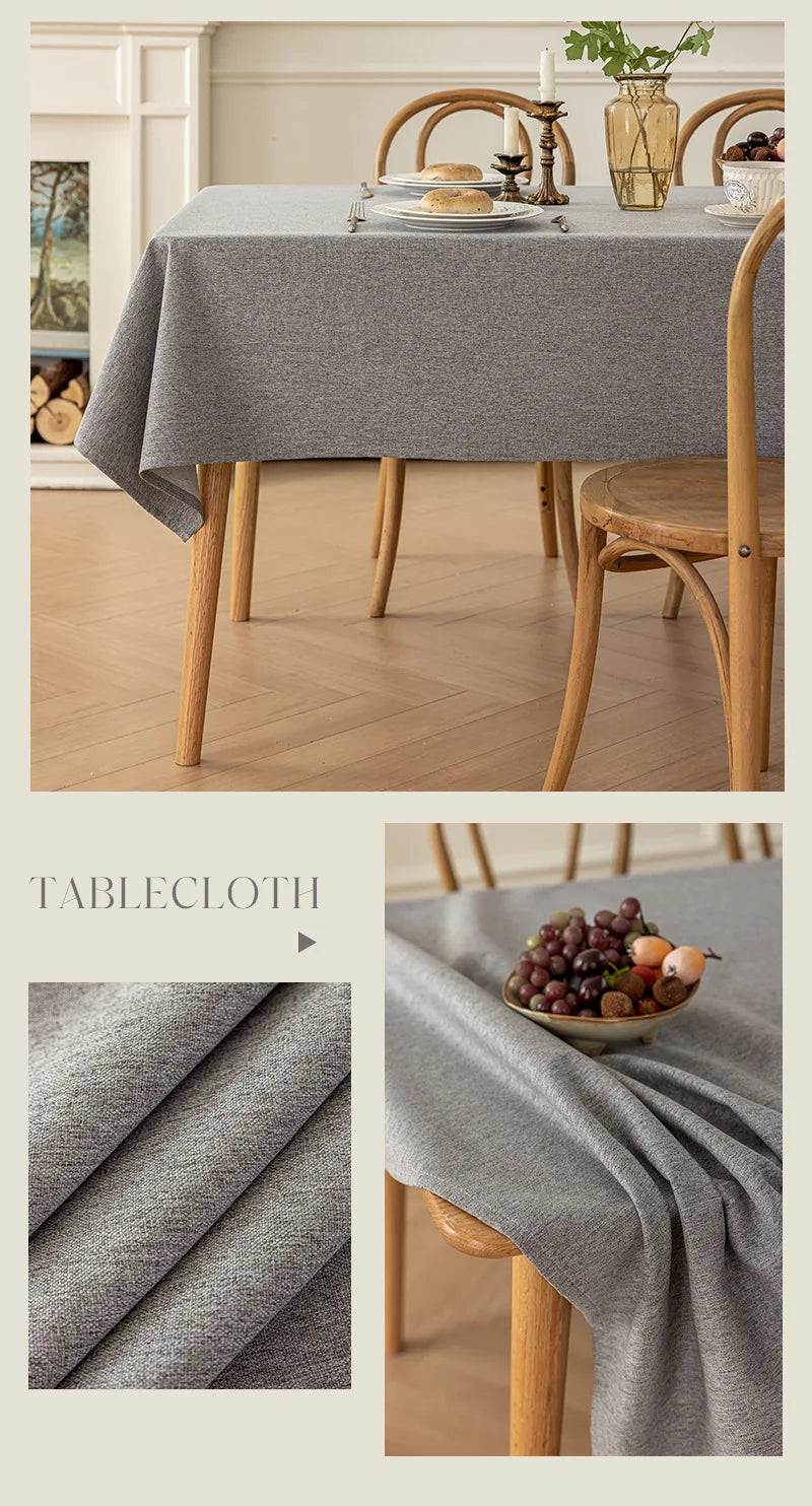 Cotton and Linen Three-proof Tablecloth Waterproof and Dustproof Solid