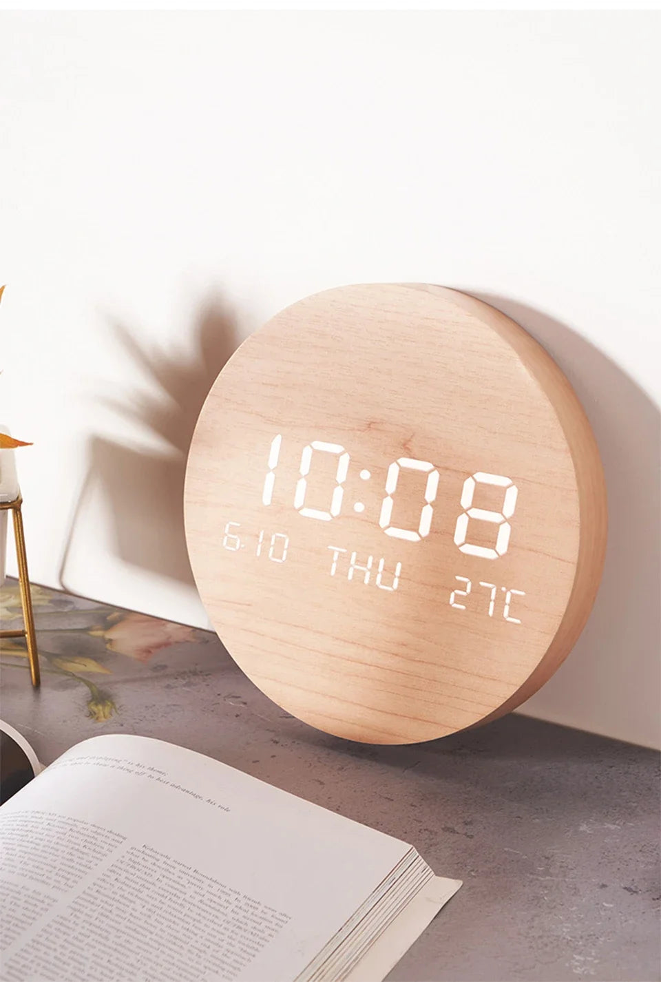 LED Digital Wall Clock with Temperature