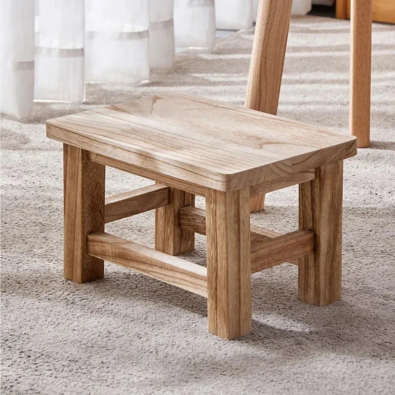 Solid Wood Shoe Changing Stool for Entryway