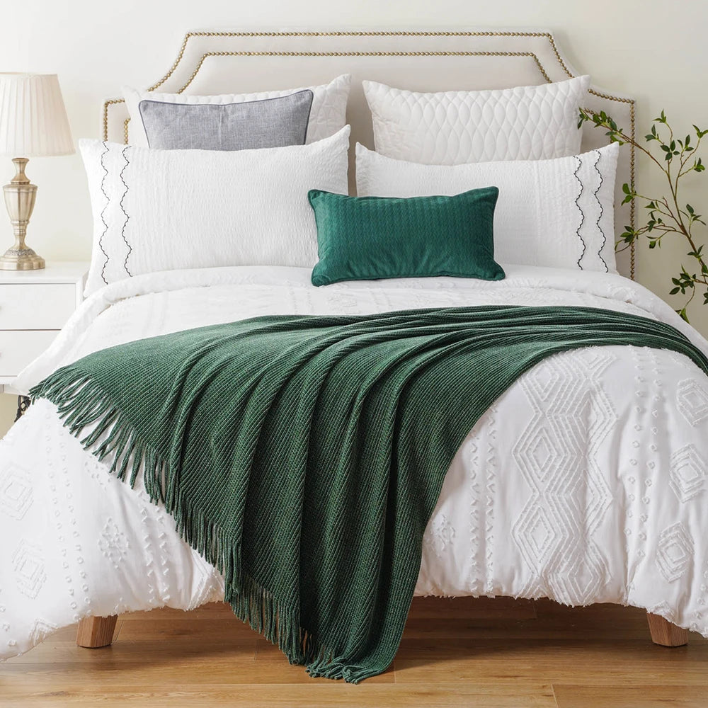 Chenille Knit Plaid Throw Blanket