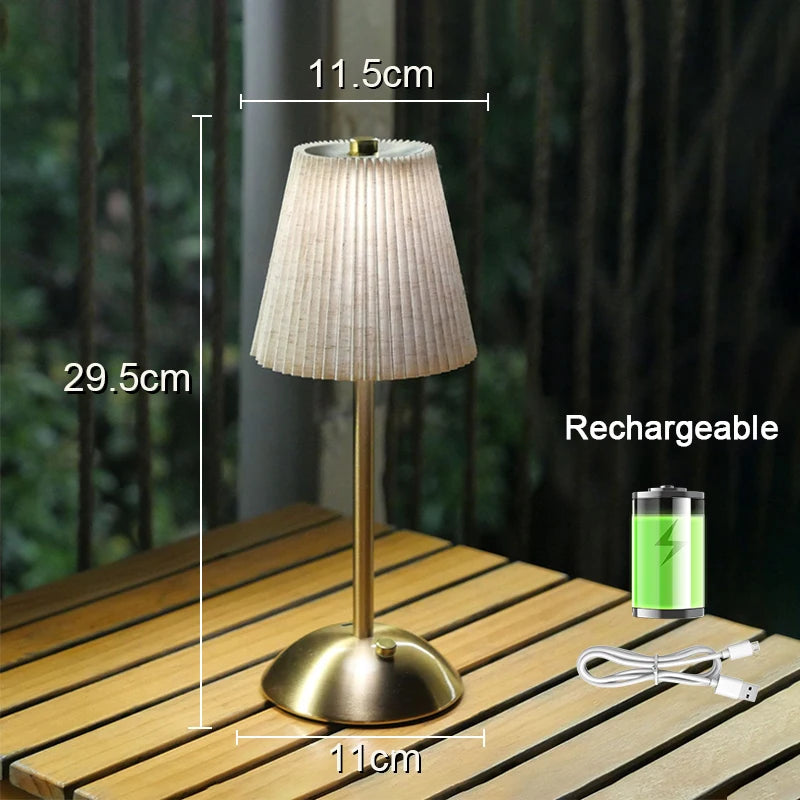 Cordless Pleated Nightstand Lamp