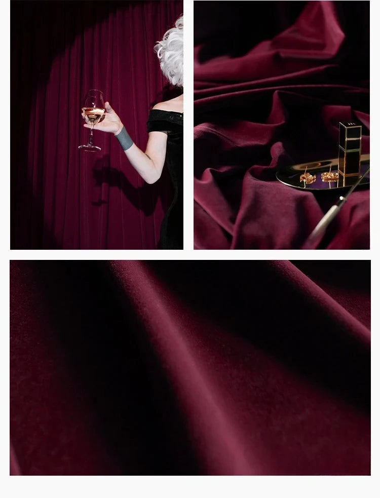 Burgundy Velvet Blackout Curtain