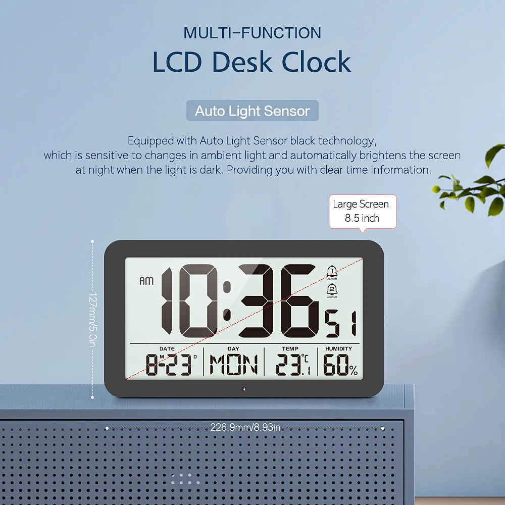 Large Digital Wall Clock with Temperature