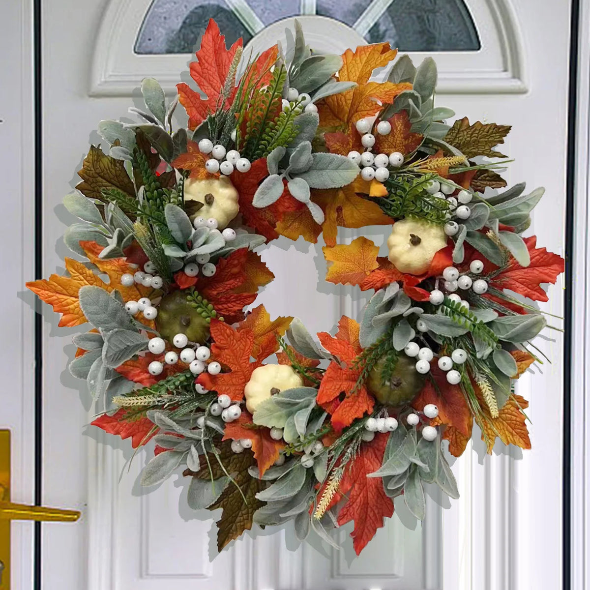 Maple Leaf and Mini Pumpkin Door Wreath