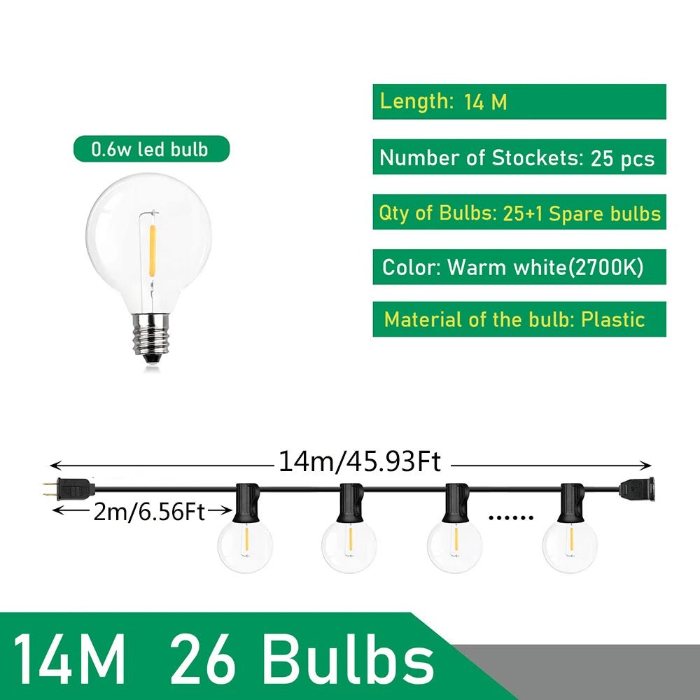 G40 Globe Festoon Patio String Lights