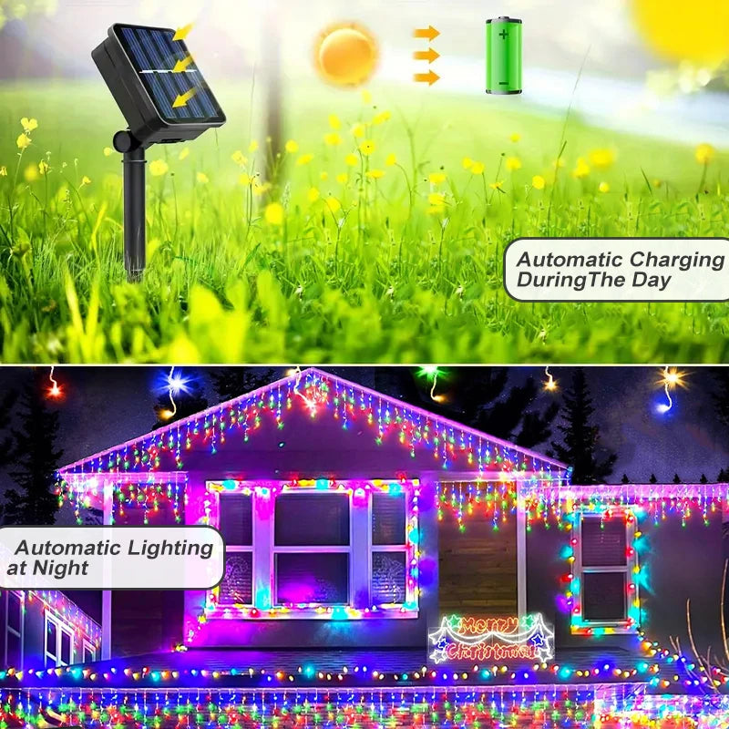 Solar Icicle Fairy Lights