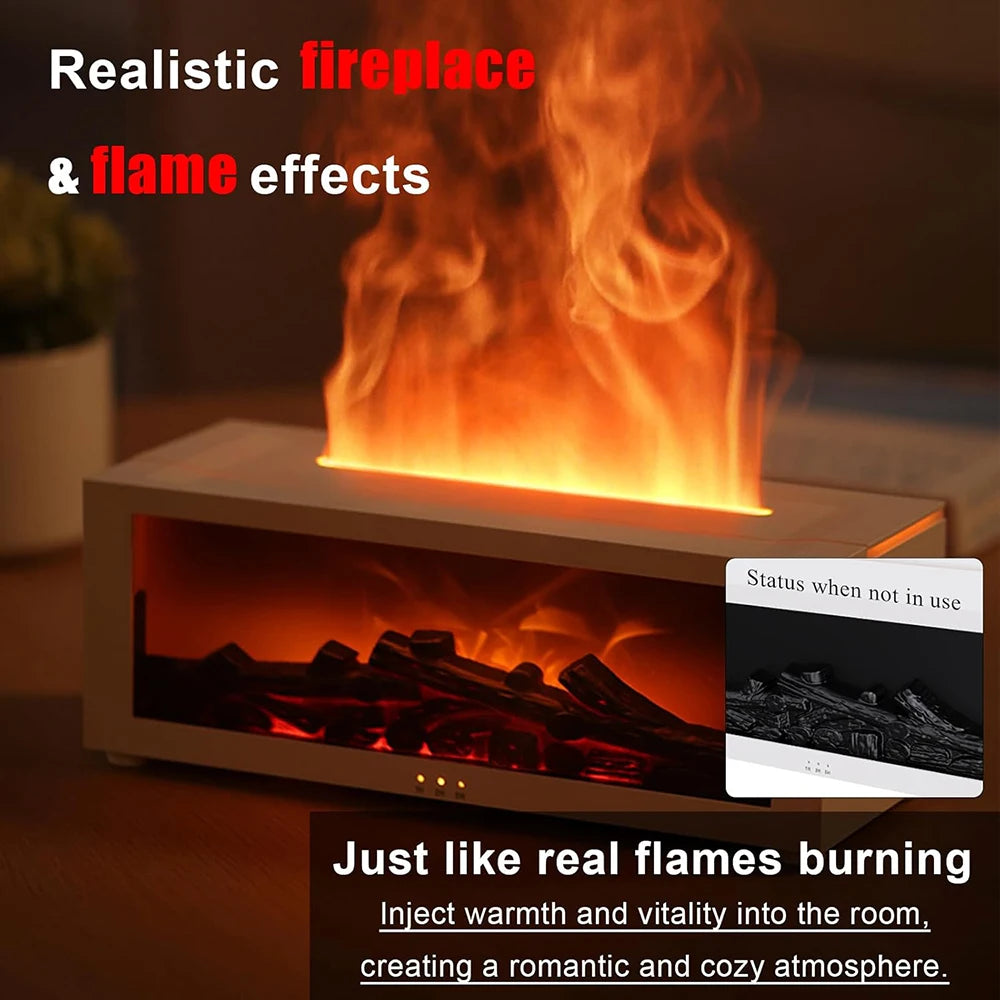Flame Essential Oil Diffuser, 3D Flame Fireplace Aromatherapy Machine