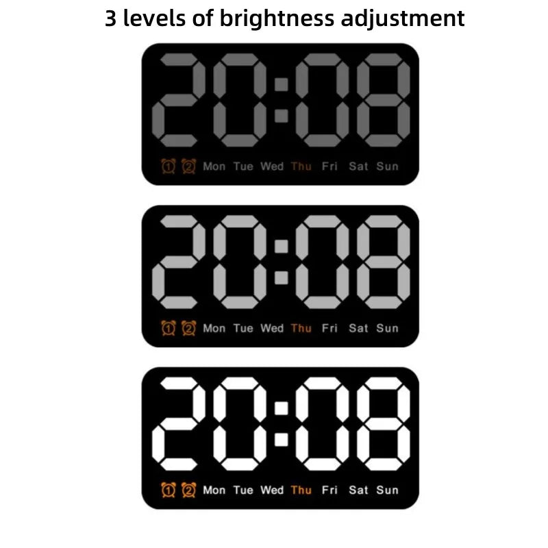 Voice Control Large Digital Wall Clock Temperature Date Week