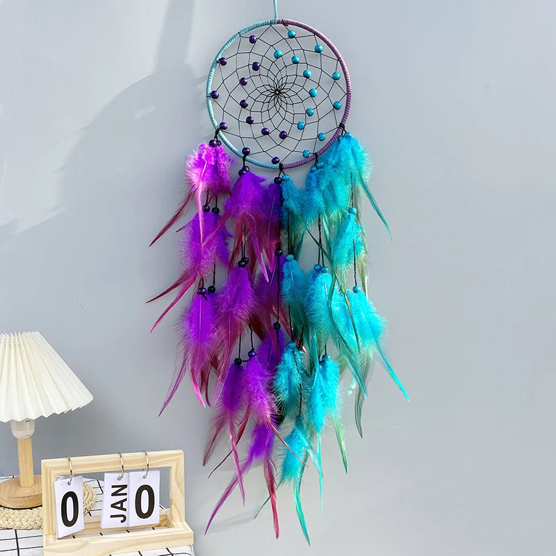 Dream Catcher Handmade Two-color Feather Wind Chimes Living Room
