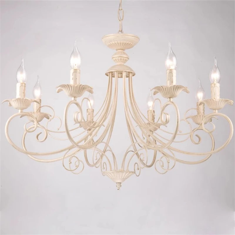 Classic Europe Wrought Iron Chandeliers E14 Candle Light Vintage Black