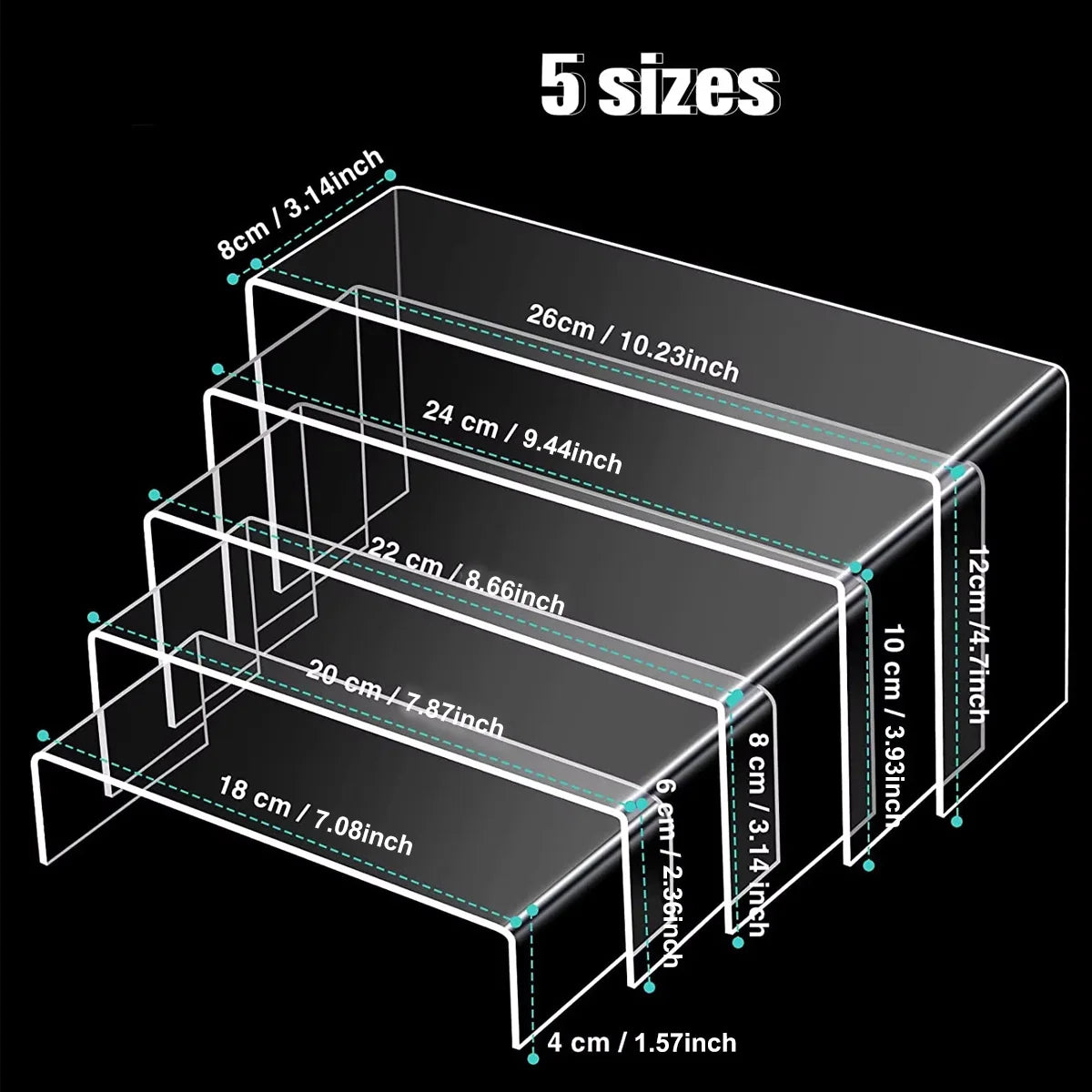 5pcs,Acrylic transparent display rack, multi-function storage rack, cosmetics, perfume, dolls, jewelry sorting rack