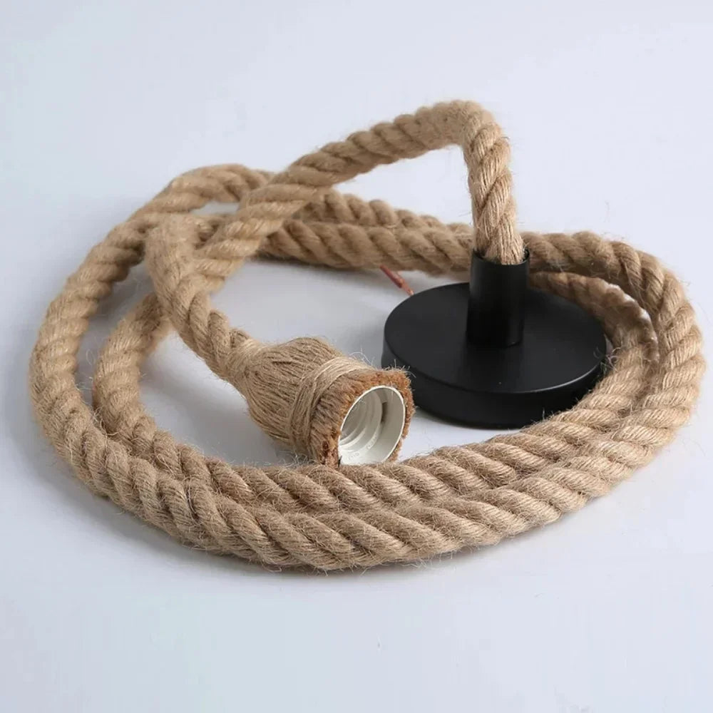Industrial E27 Vintage Hemp Rope Pendant Lights Attic Personality