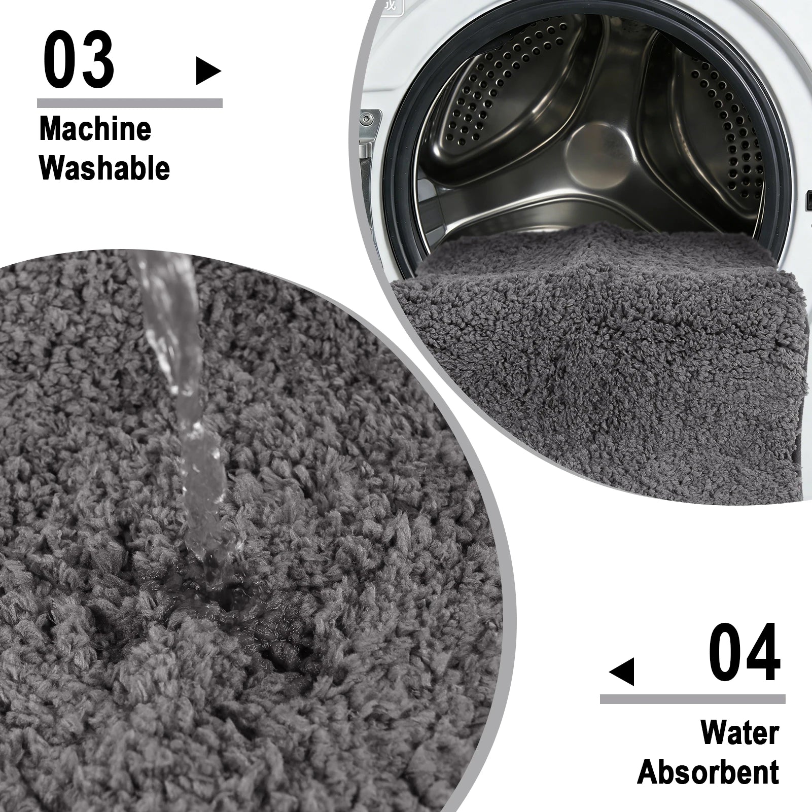 Velvet Memory Foam Bathroom Rug Set Of 3 Water Absorption Non Slip