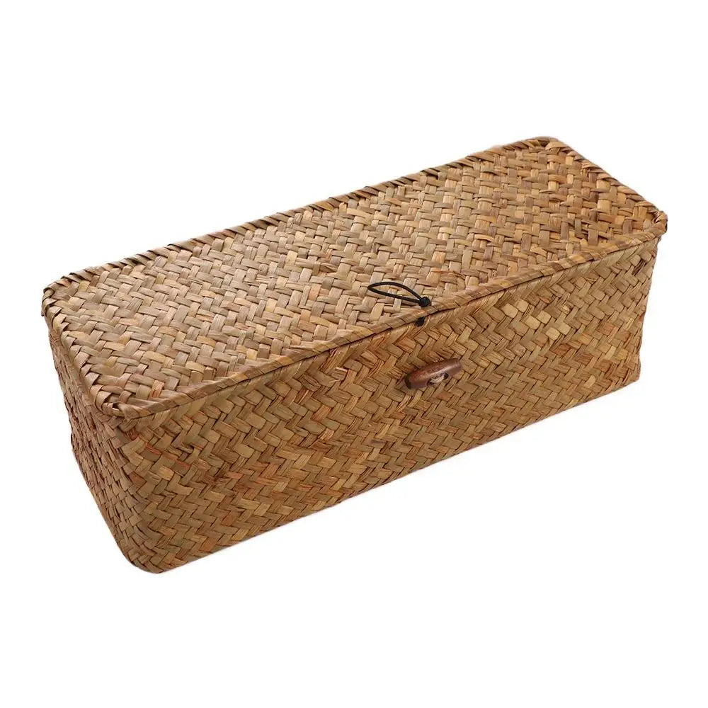 3 Compartment Woven Storage Basket with Lid