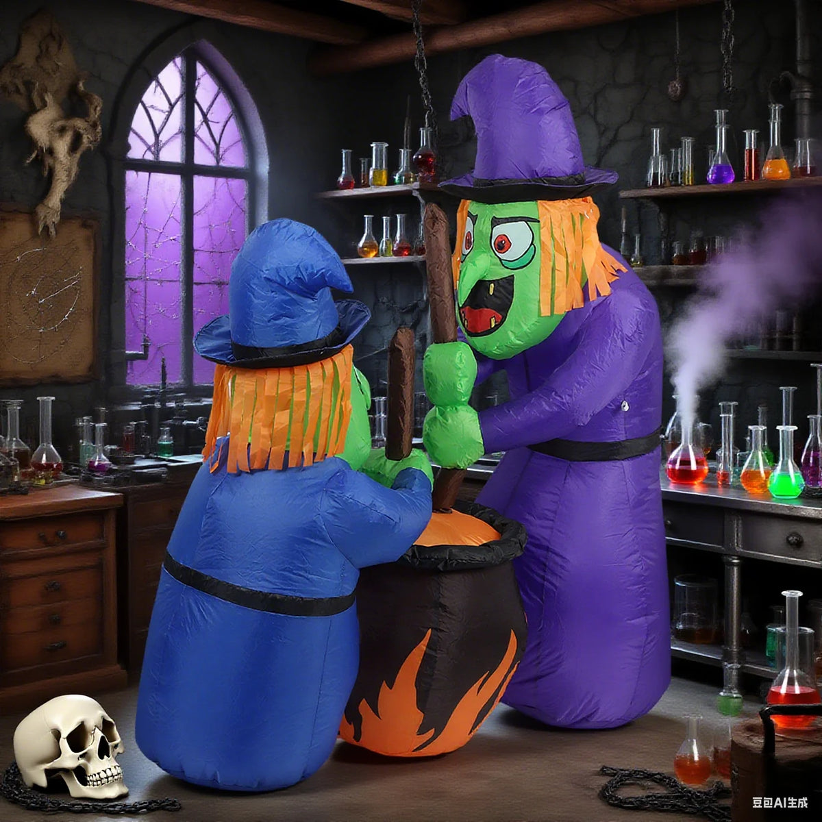 5 ft Inflatable Witches and Cauldron with LED