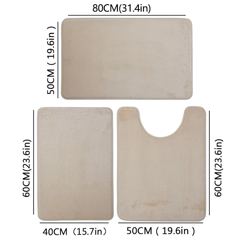 Three Piece Toilet, Bath Floor Mat, Shower Mat, Bath Absorbent Mat, Non