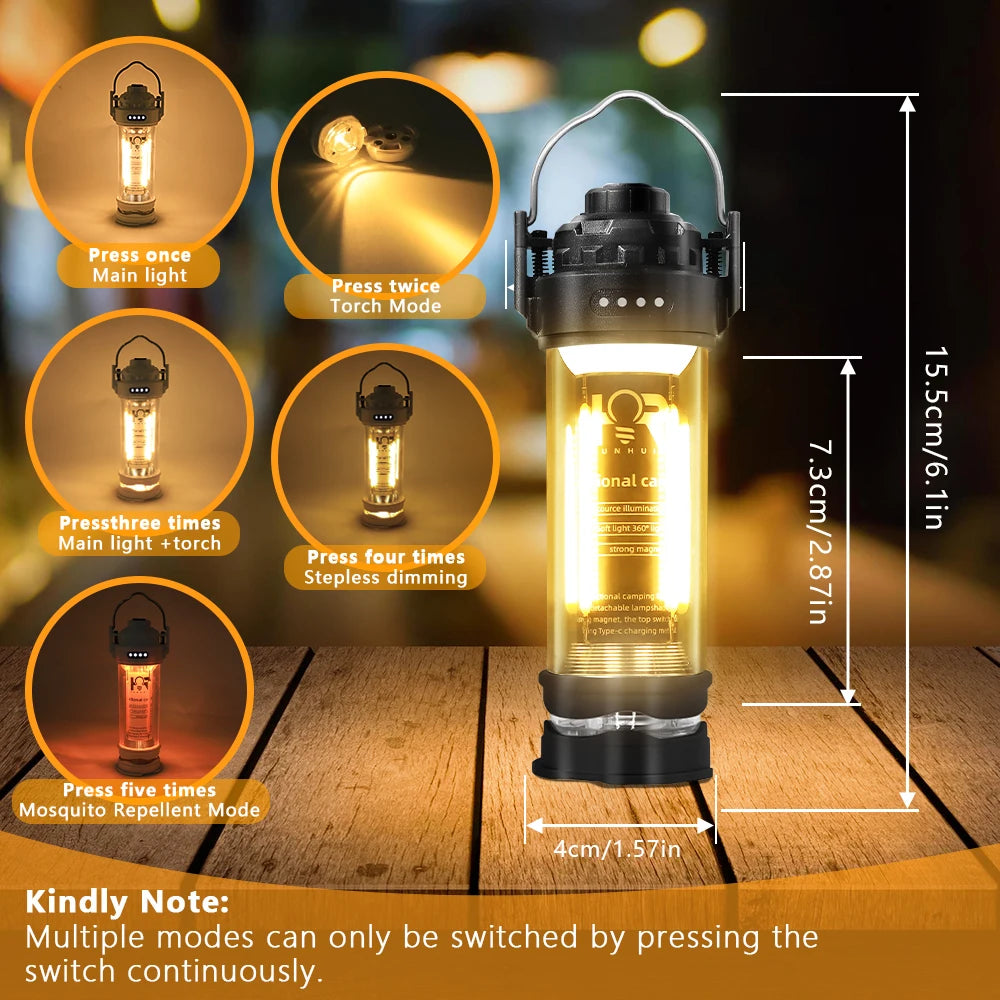 DOTWISE 3000mAH Camping Portable Retro Lantern Camping Lighthouse Tent