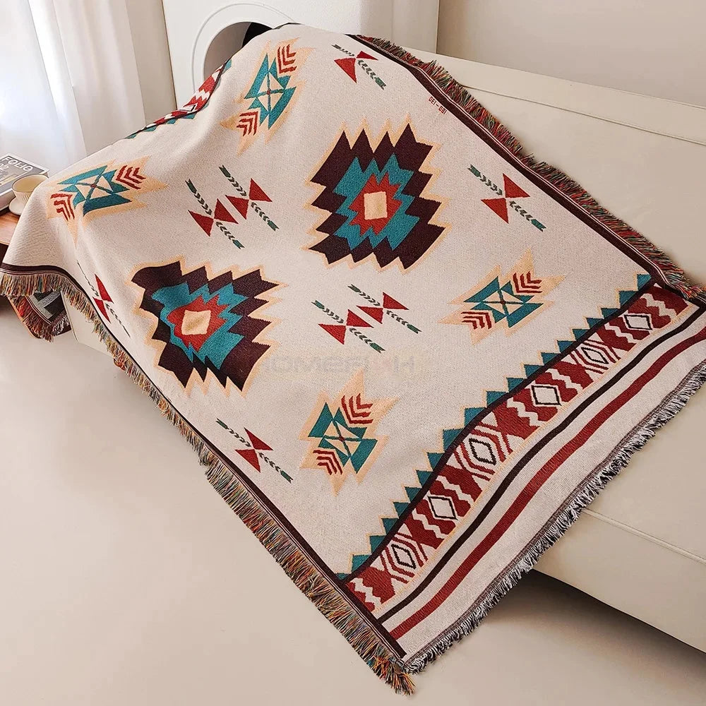 Aztec Fringe Throw Blanket
