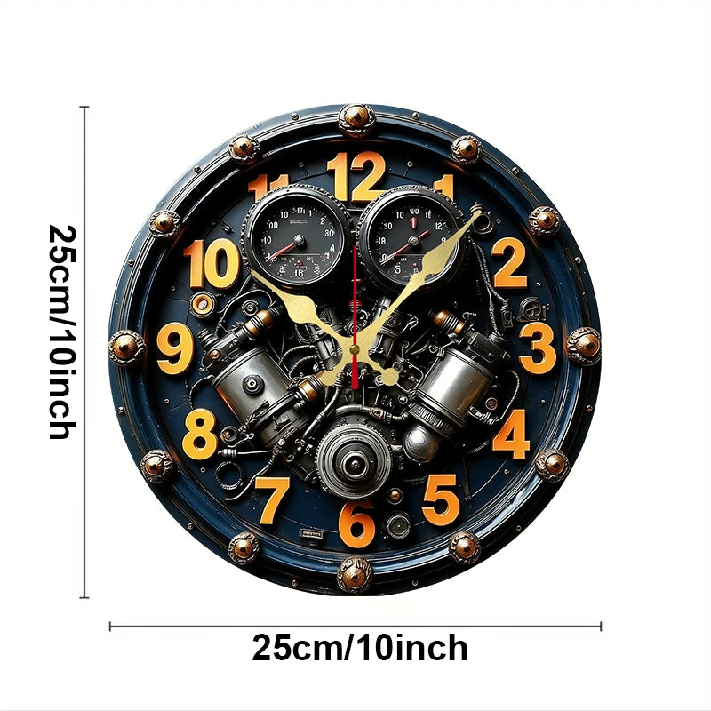 Engine Design Wooden Wall Clock