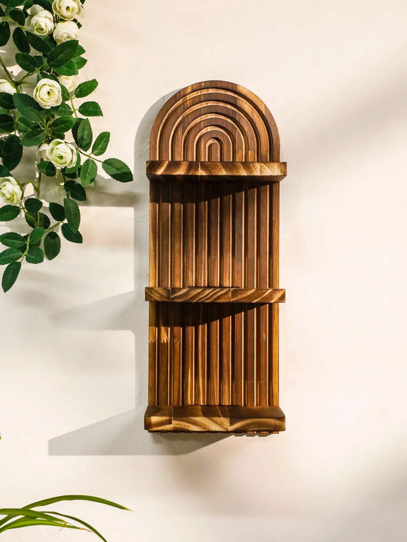 Boho Geometric Wooden Wall Shelf