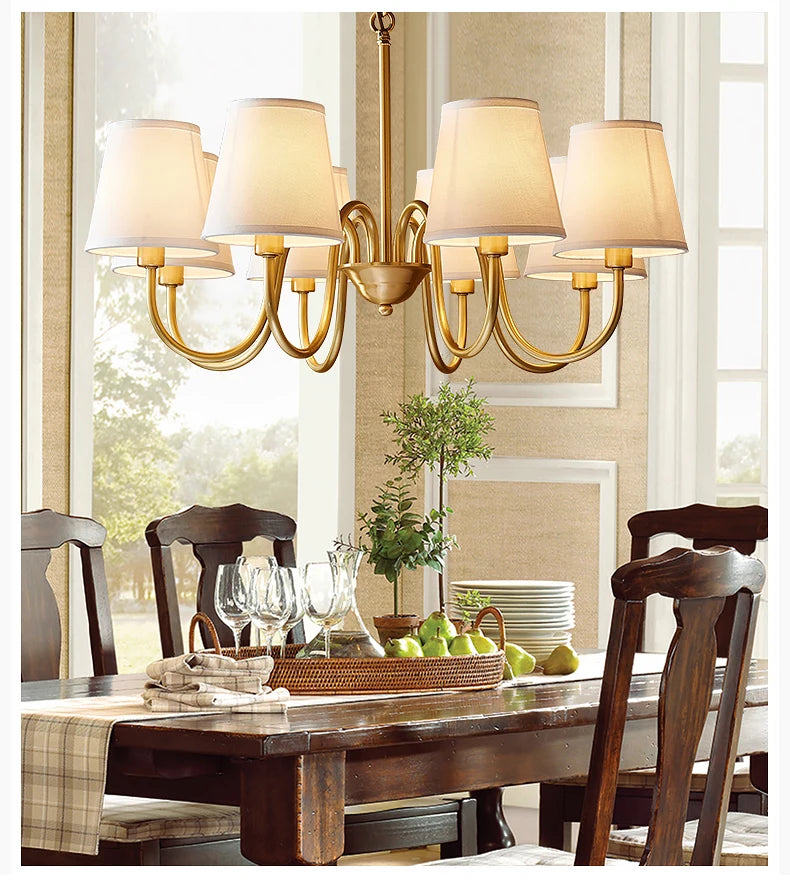Copper and Fabric Retro Chandelier
