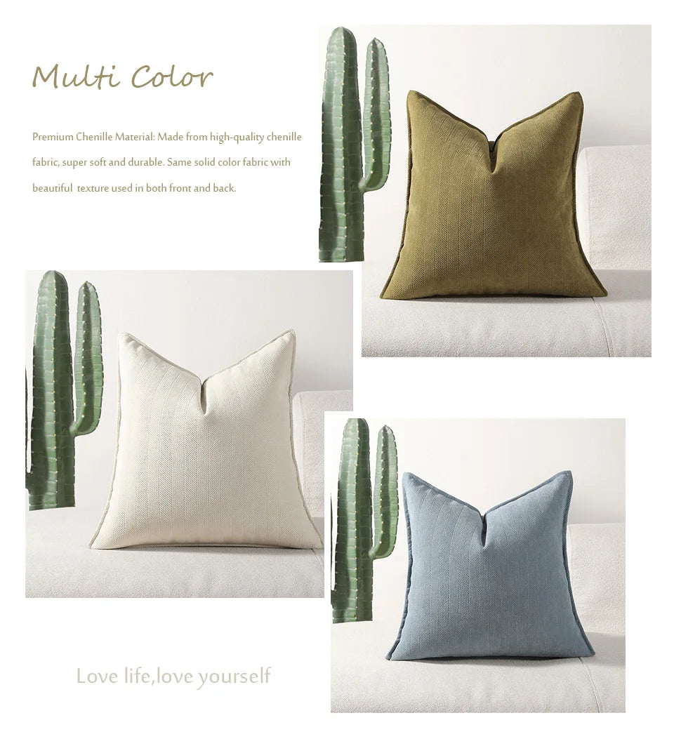 MACT Decorative Pillow Covers Soft Chenille Couch Throw Pillow