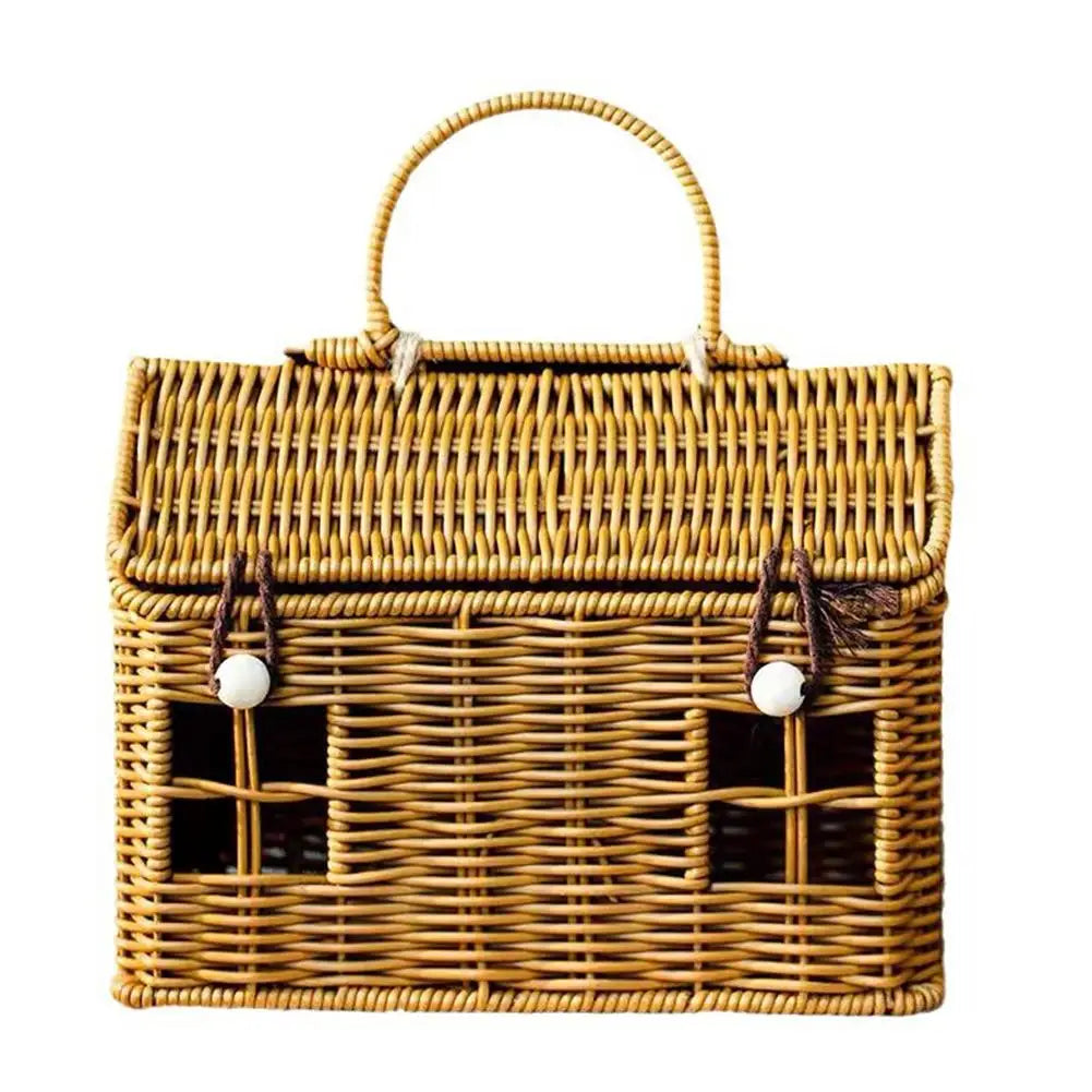 House Shaped Lidded Wicker Basket
