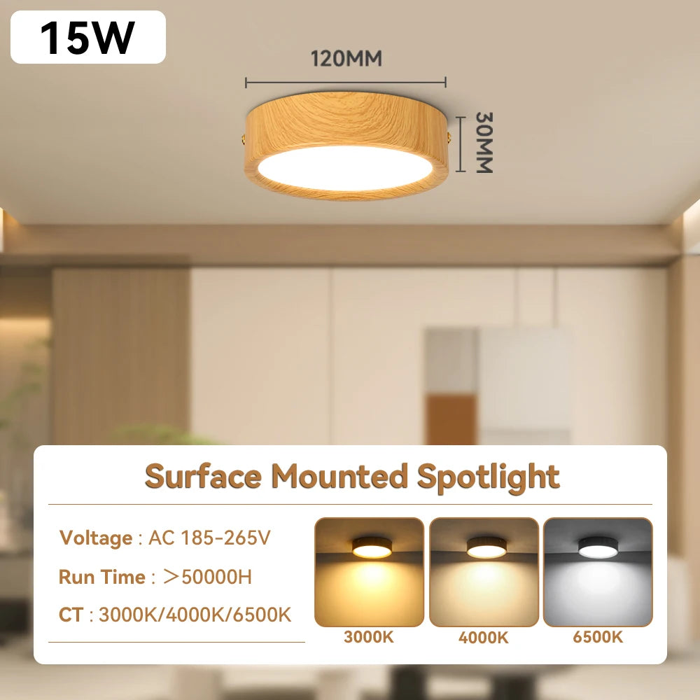 GX53 Wooden Downlight Ceiling Lamp