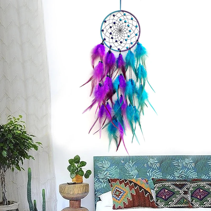 Dream Catcher Handmade Two Color Feather Wind Chimes Living Room