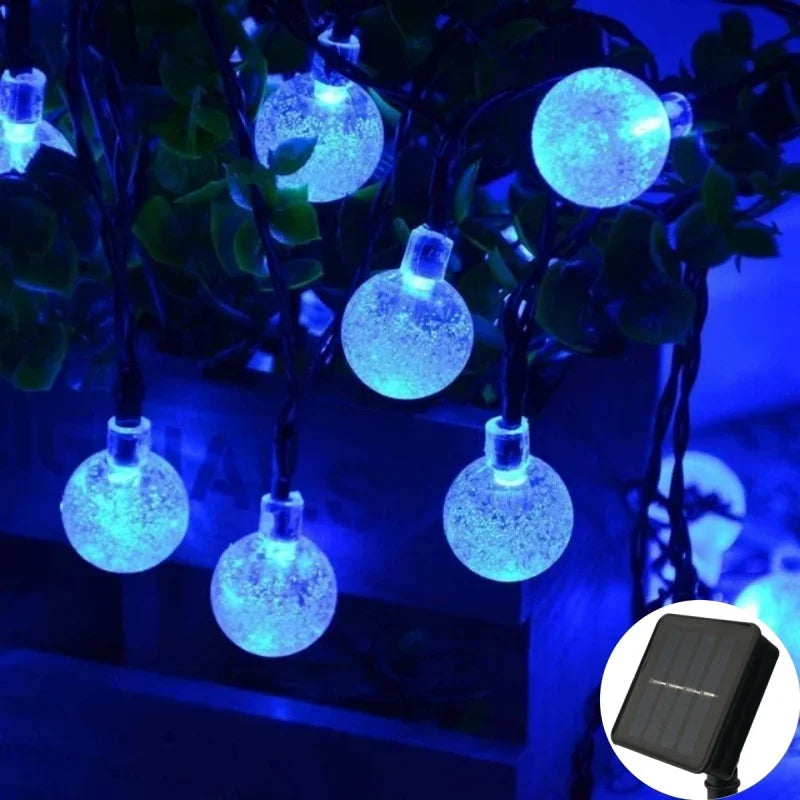 Solar Crystal Globe LED String Lights 60 LED 8 Lighting Modes IP65 Fairy Light Christmas Garland For Garden Party Decor