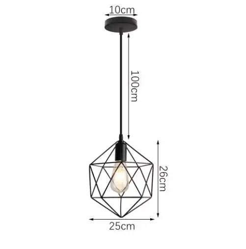 Vintage Wrought Iron Frame Pendant Light
