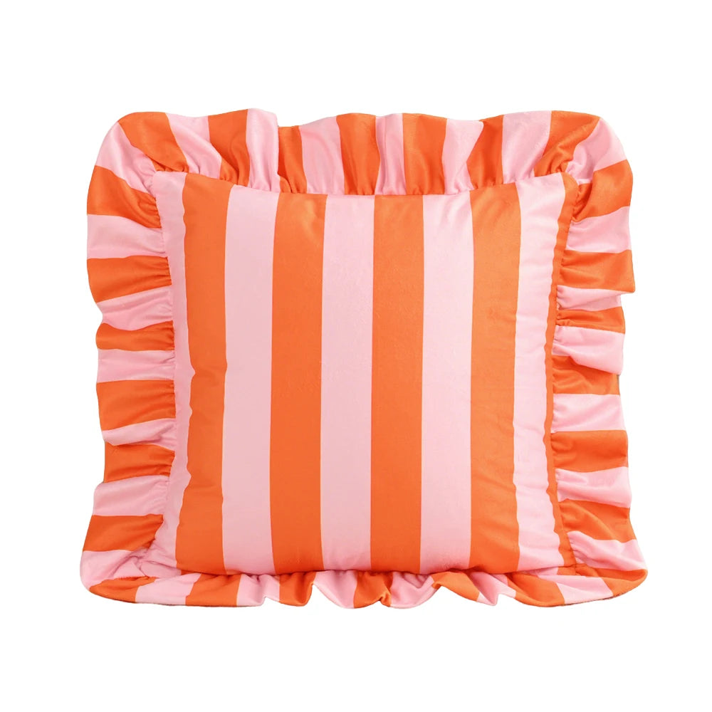 1PC Striped Lace Velvet Pillowcase 18X18Inch Pillowcases Soft Cozy