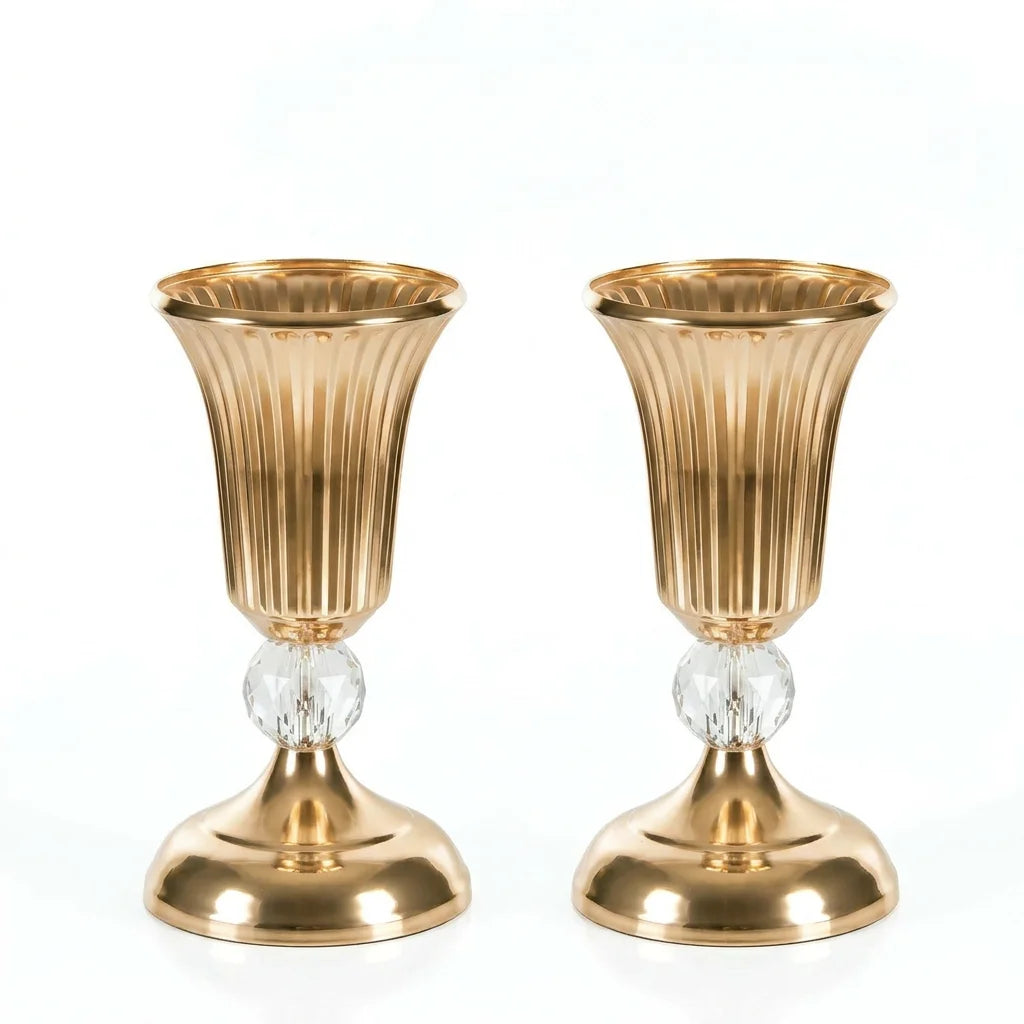 Gold Metal Trumpet Centerpiece Vase