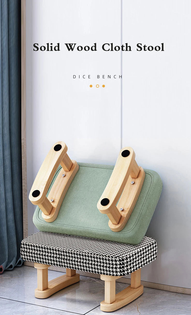 Solid Wood Shoe Changing Stool, Low Foot Rest