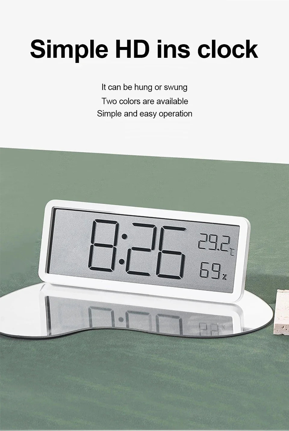 LCD Screen Digital Wall Clock Time Temperature Humidity Time