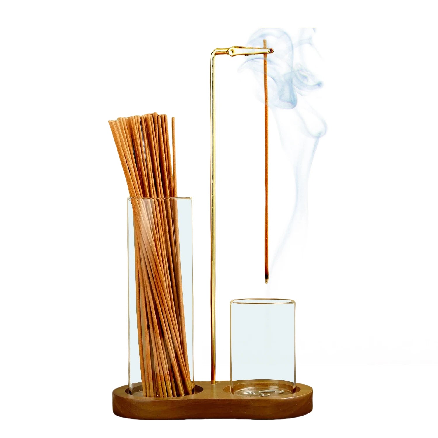 2 in 1 Incense Stick Holder with Glass Ash Catcher and Organizer