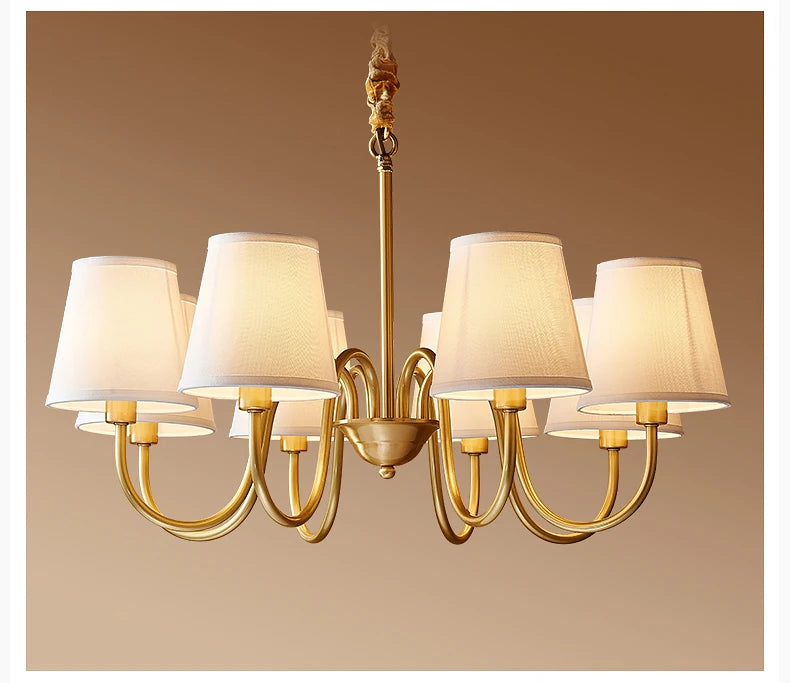 Copper and Fabric Retro Chandelier