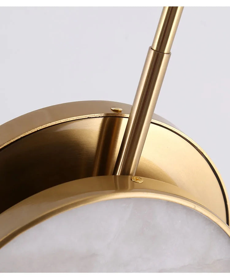 Round Marble and Copper Wall Lamp