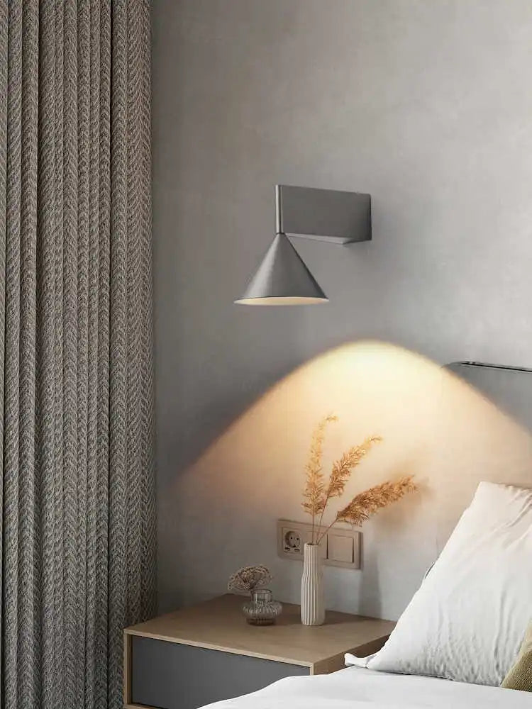 Minimalist Aluminum Cone Bedside Wall Lamp