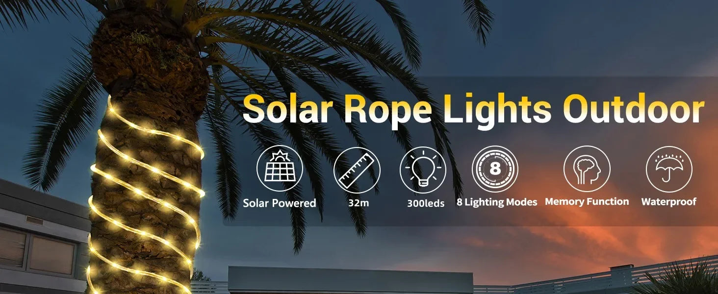 Solar Rope Garland String Lights