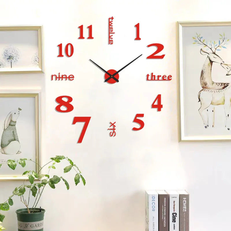 Soundless Large 3D Number Home Decoration DIY Wall Clock