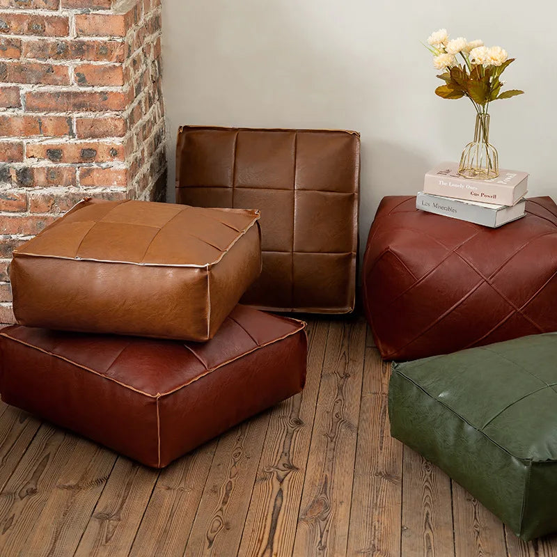 Moroccan Leather Floor Cushion Cover