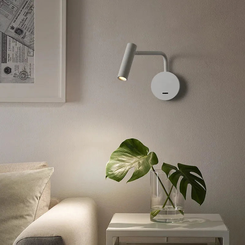 Modern Swing Arm Reading Wall Lamp Hotel Rooms Lamp 3W LED Adjustable
